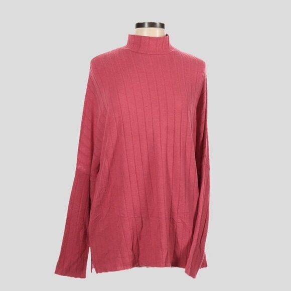 Eri + ali Anthropologie Fiona Hacci Ribbed Knit Mock Neck Tunic Sweater L NWT - Picture 1 of 11